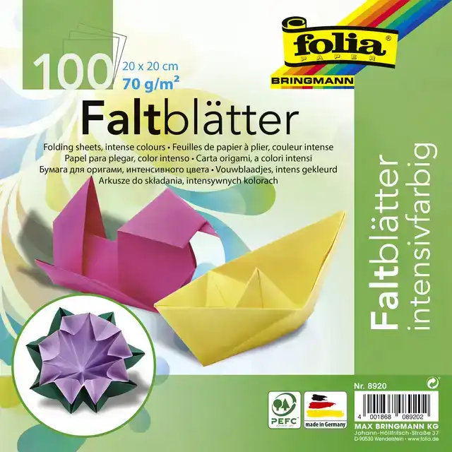 ORIGAMI PAP FOLIA 70GR 20X20CM 100 VEL