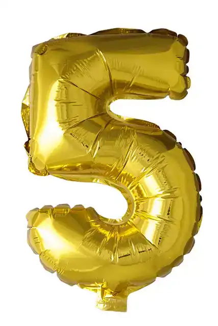 FOIL BALLOON ""5"" GOLD 40 CM