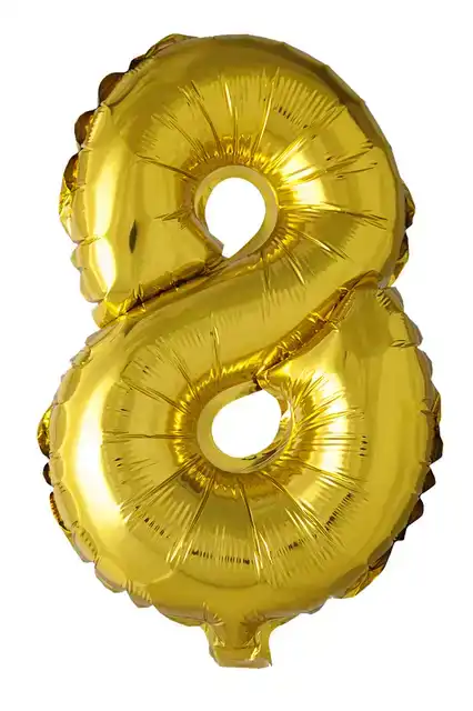 FOIL BALLOON ""8"" GOLD 40 CM