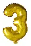 FOIL BALLOON ""3"" GOLD 40 CM