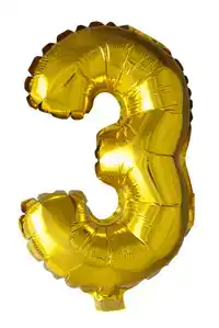 FOIL BALLOON ""3"" GOLD 40 CM