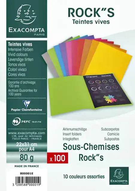 VOUWMAP EXACOMPTA ROCKS A4 80G ASSORTI