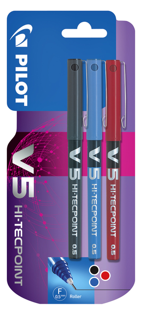 ROLLERPEN PILOT V5 FIJN 3ST ASSORTI