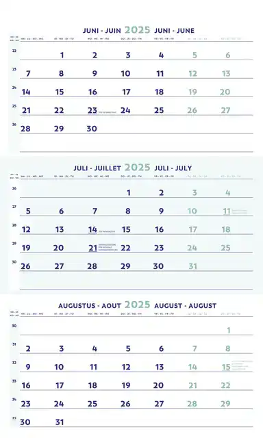 3-MAANDKALENDER 2026 BREPOLS 30X60CM
