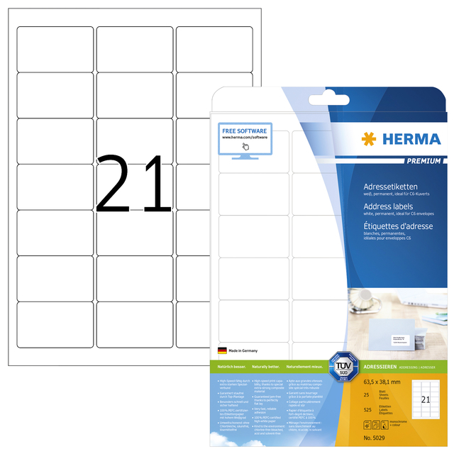 ETIKET HERMA 5029 A4 63.5X38.1MM