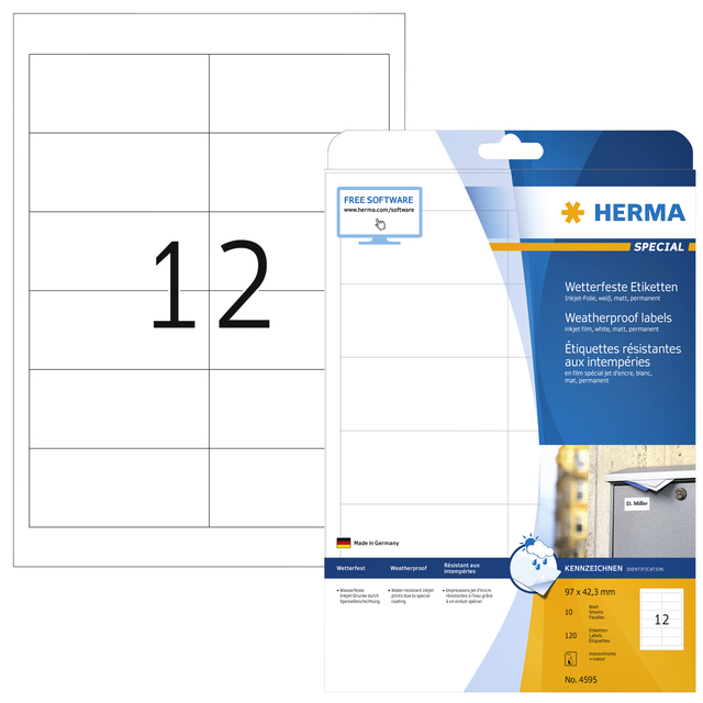 ETIKET HERMA 4595 97X42.3MM FOLIE WIT