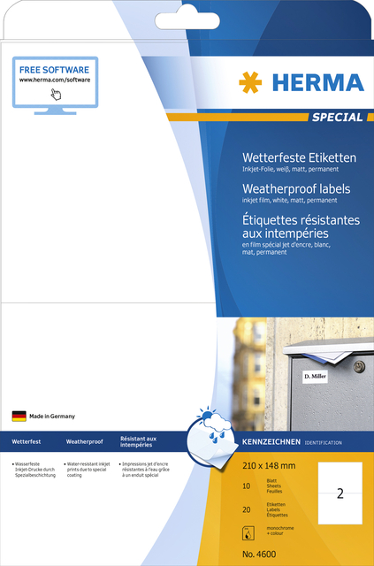 ETIKET HERMA 4600 210X148MM A4 FOLIE