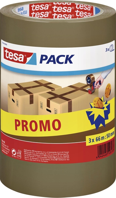 VERPAKKINGSTAPE TESAPACK 66MX50MM BRUIN