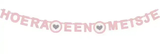 LETTERSLINGER HOERA EEN MEISJE ROZE