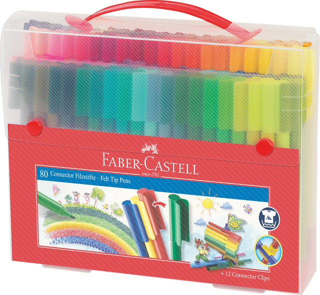 CADEAUSET FABER-CASTELL CONNECTOR KOFFER VILSTIFTEN 80 STUKS