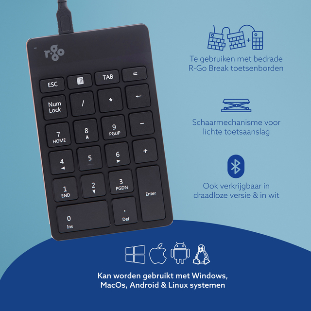 TOETSENBORD R-GO ERGONOMISCH NUMPAD