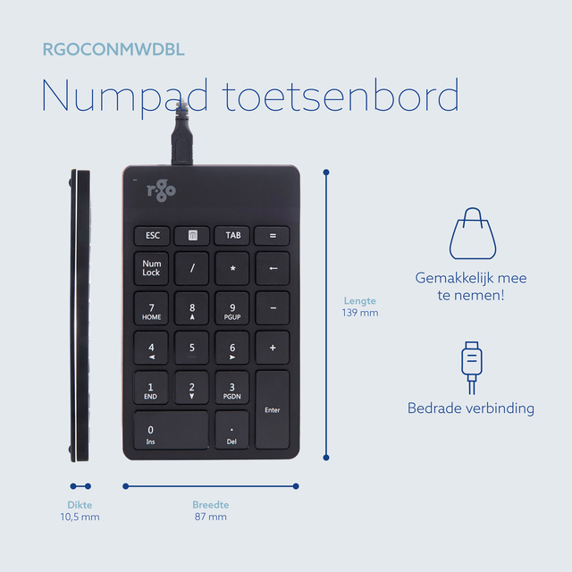 TOETSENBORD R-GO ERGONOMISCH NUMPAD