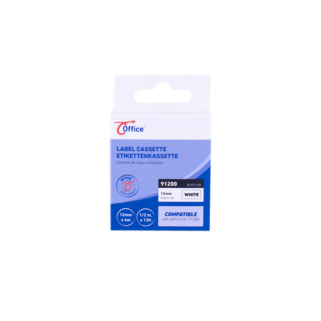LABELTAPE OFFICE PAPER ZWART WIT 4M