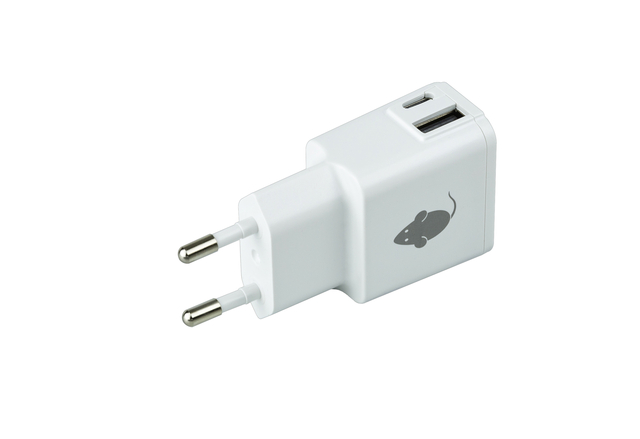 OPLADER GREENMOUSE USB CA DUO 2.4A WIT