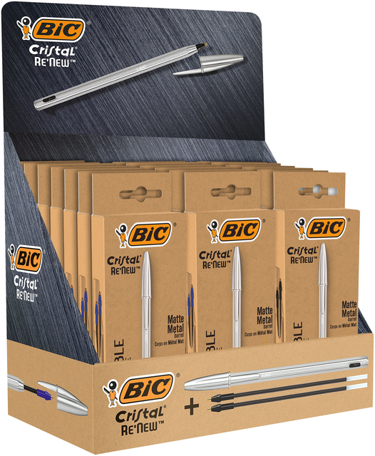 BALPEN BIC CRISTAL RE-NEW 1 PEN + 2