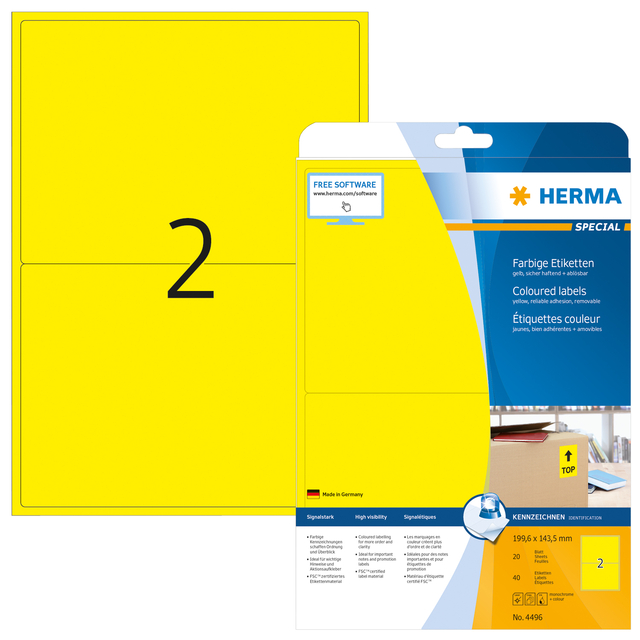 ETIKET HERMA 4496 199.6X143.5MM 40STUKS