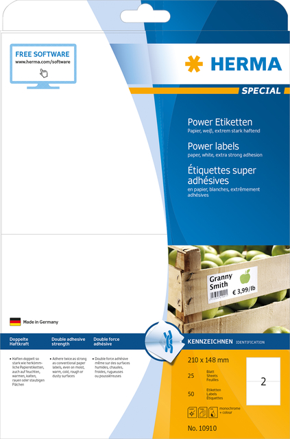 ETIKET HERMA POWER 10910 210X148MM WIT