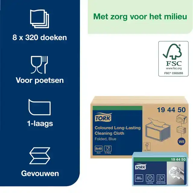 REINIGINGSDOEK TORK W8 PREMIUM 1LAAGS