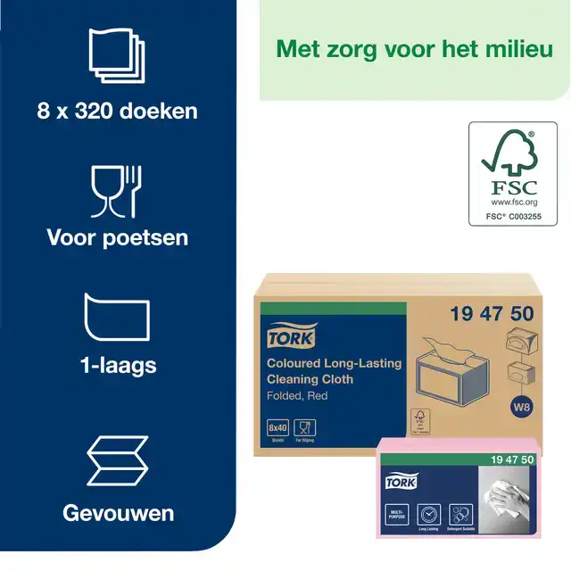 REINIGINGSDOEK TORK W8 PREMIUM 1LAAGS