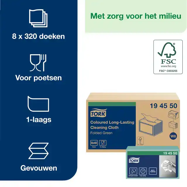 REINIGINGSDOEK TORK W8 PREMIUM 1LAAGS