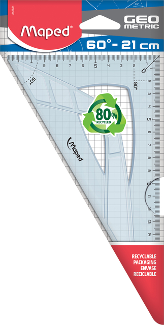 TEKENDRIEHOEK MAPED 21CM 60 GRADEN