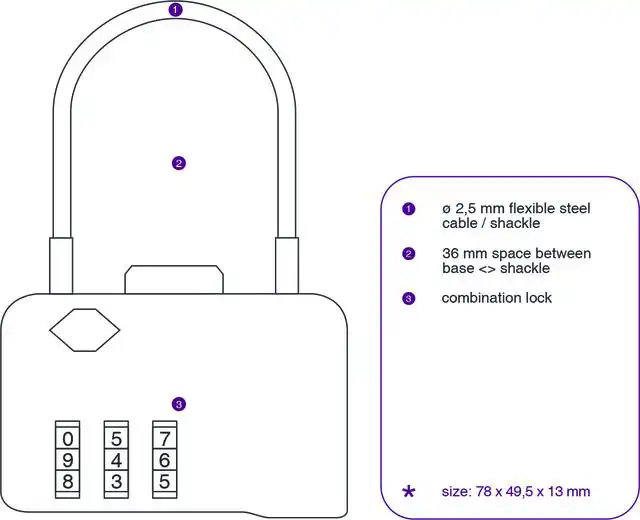 HANGSLOT PAVO MET CIJFERSLOT EN KABEL
