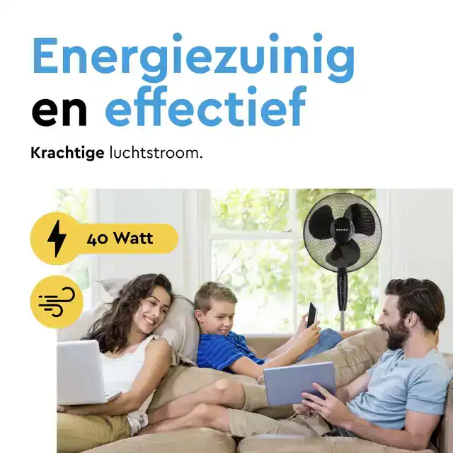 STATIEFVENTILATOR BRASQ MET REMOTE 40CM
