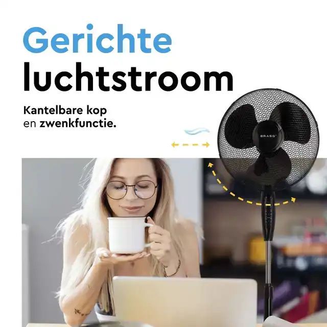 STATIEFVENTILATOR BRASQ MET REMOTE 40CM