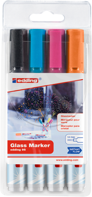 VILTSTIFT EDDING 95 GLASBORD INCL ZWART