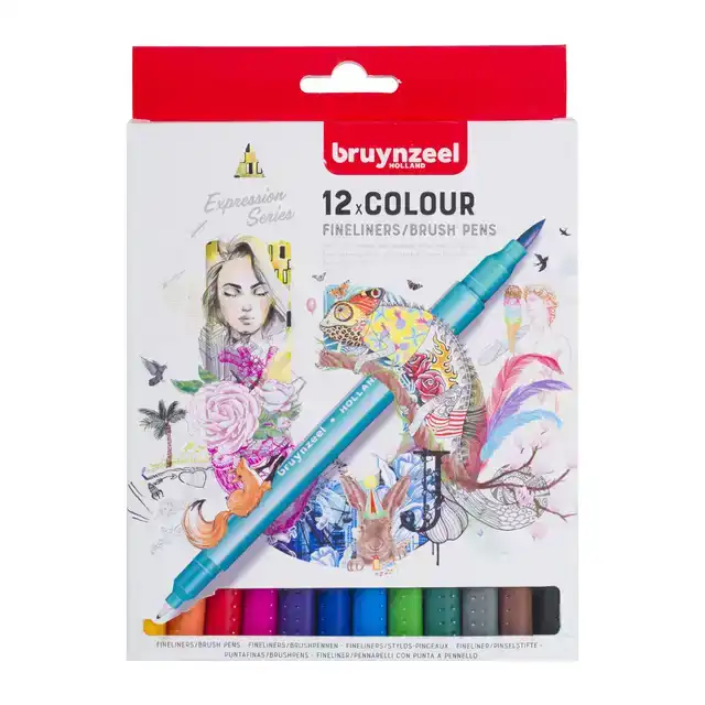 FINELINER BRUSH PEN BRUYNZEEL SET 12