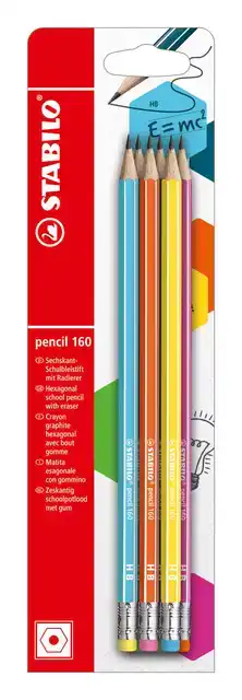 POTLOOD STABILO 160 HB MET GUMTOP 6ST