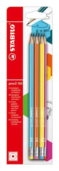 POTLOOD STABILO 160 HB MET GUMTOP 6ST