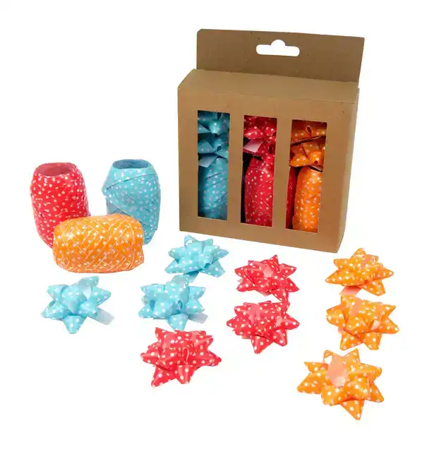 KRULLINT EN STRIK ROOD/ORANJE/BLAUW
