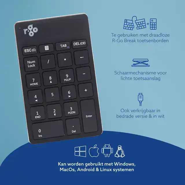 TOETSENBORD R-GO ERGONOMISCH NUMPAD
