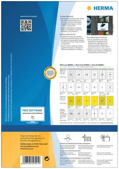 ETIKET HERMA 9541 A4 210X148MM WEERVAST