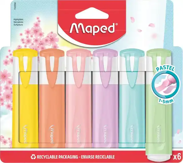 MARKEERSTIFT MAPED SET Ã  6 PASTEL