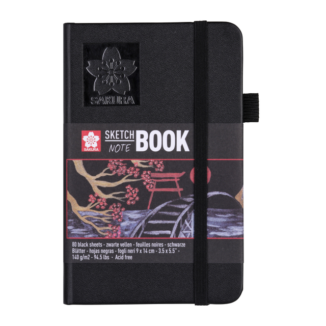 SCHETSBOEK SAKURA 80 ZWARTE VELLEN