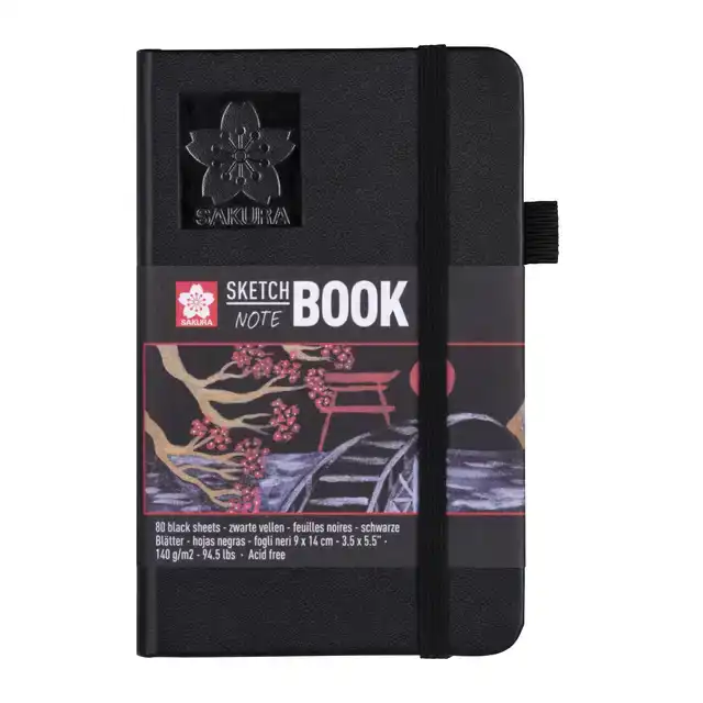 SCHETSBOEK SAKURA 80 ZWARTE VELLEN