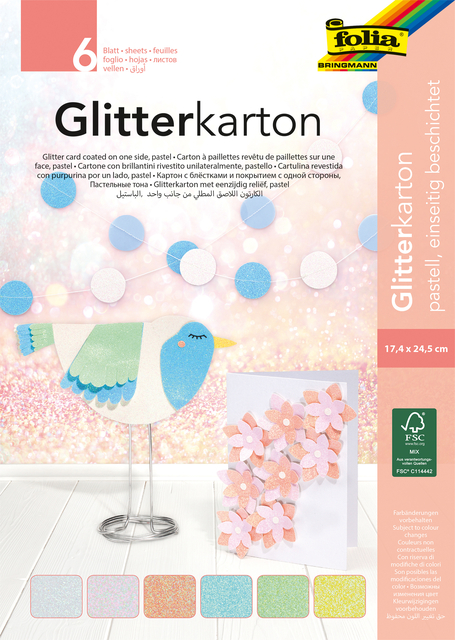 GLITTERKARTON FOLIA 174X245MM 6VEL