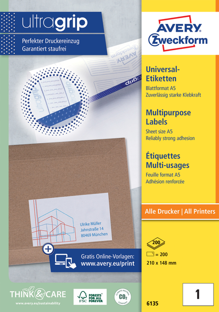 ETIKET AVERY 6135 210X145MM WIT