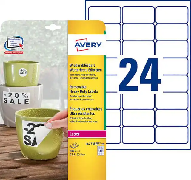 ETIKET AVERY L4773REV-20 63.5X33.9MM