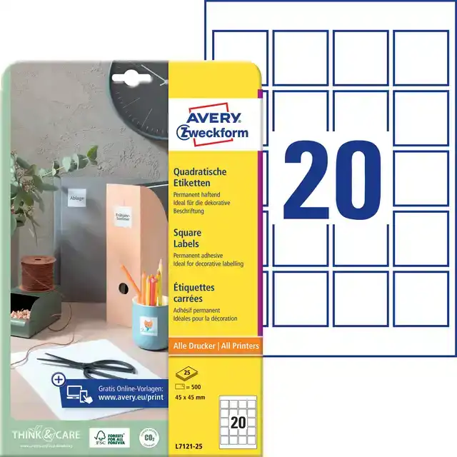 ETIKET AVERY L7121-25 QR CODE 45X45MM