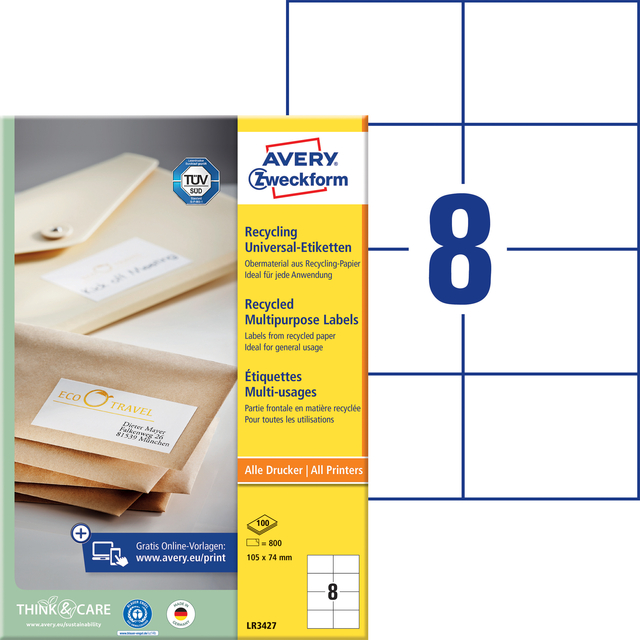 ETIKET AVERY LR3427-100 105X74 RECYCLED