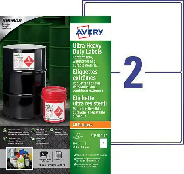 ETIKET AVERY B3655-50 148X210 PE WIT