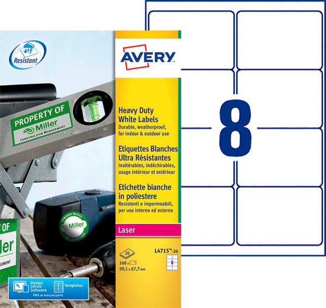 ETIKET AVERY L4715-20 99.1X67.7MM WIT