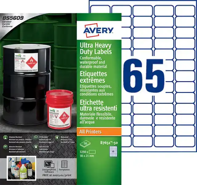 ETIKET AVERY B7651-50 38X21MM POLYESTER