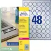ETIKET AVERY L6129-20 ROND 30MM ZILVER