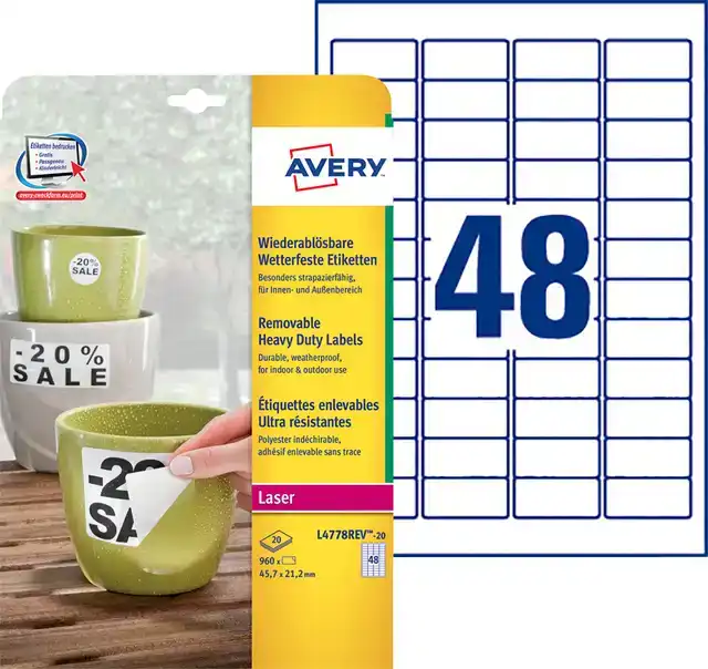 ETIKET AVERY L4778REV 45.7X21.2MM WIT