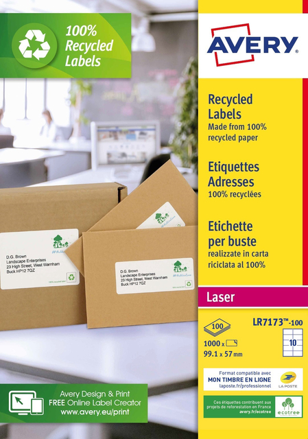 ETIKET AVERY LR7173-100 99.1X57