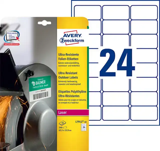 ETIKET AVERY L7912-10 63.5X33.9